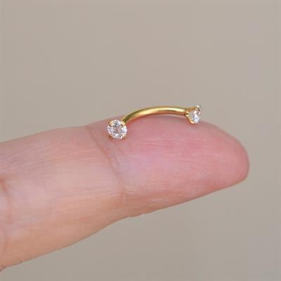 Cerrahi Çelik Küçük Taşlı Göbek Piercingi Gold Renk Minimal Ürün
