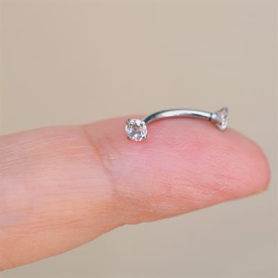 Cerrahi Çelik Küçük Taşlı Göbek Piercingi Silver Renk Minimal Ürün