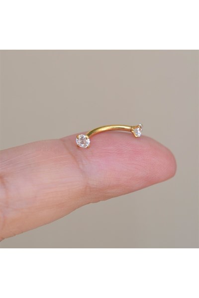 Cerrahi Çelik Küçük Taşlı Göbek Piercingi Gold Renk Minimal Ürün
