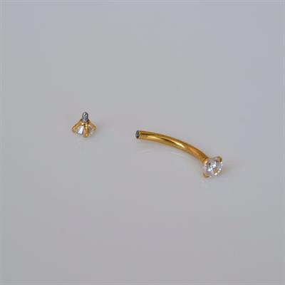 Cerrahi Çelik Küçük Taşlı Göbek Piercingi Gold Renk Minimal Ürün