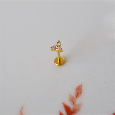 Cerrahi Çelik Mini Üçtaş Tragus Piercing Helix Kıkırdak Gold Renk