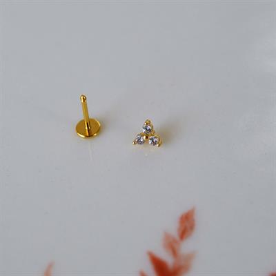 Cerrahi Çelik Mini Üçtaş Tragus Piercing Helix Kıkırdak Gold Renk