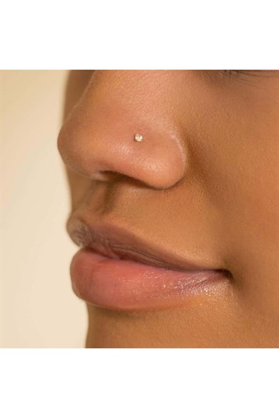 Cerrahi Çelik Minik Tektaş Burun Piercing Hızma 3 mm Taşlı