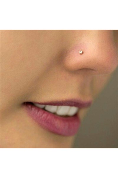 Cerrahi Çelik Minik Tektaş Burun Piercing Hızma 2 mm Taşlı