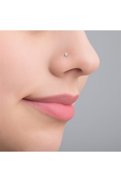 Cerrahi Çelik Minik Tektaş Burun Piercing Hızma 3 mm Taşlı