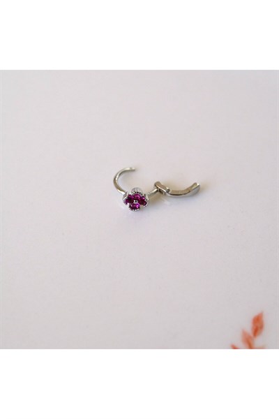 Cerrahi Çelik Pembe Çiçekli Halka Helix Piercing Kıkırdak Lob