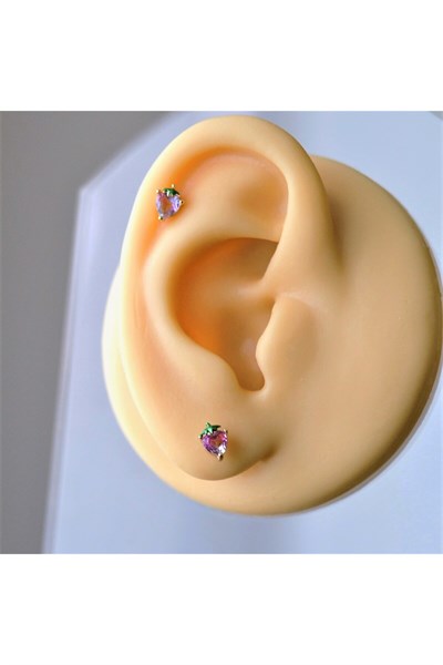 Cerrahi Çelik Pembe Çilek Piercing Helix Lob Kıkırdak Tragus
