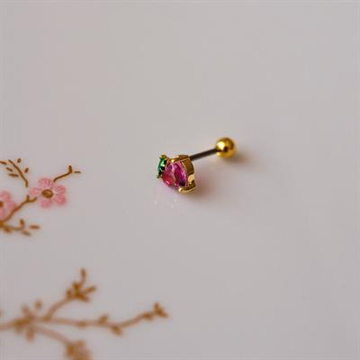 Cerrahi Çelik Pembe Çilek Piercing Helix Lob Kıkırdak Tragus
