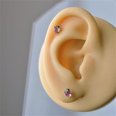 Cerrahi Çelik Pembe Çilek Piercing Helix Lob Kıkırdak Tragus