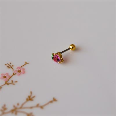 Cerrahi Çelik Pembe Çilek Piercing Helix Lob Kıkırdak Tragus