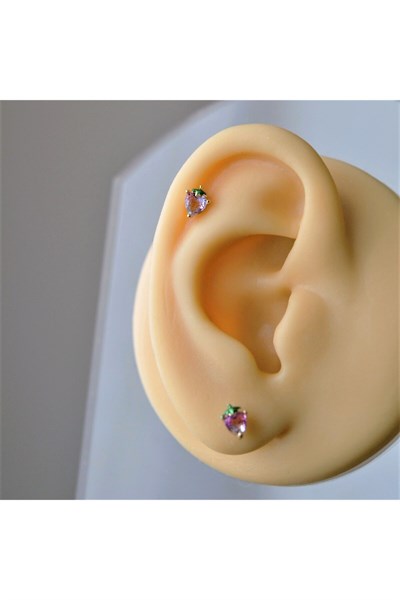 Cerrahi Çelik Pembe Çilek Piercing Helix Lob Kıkırdak Tragus