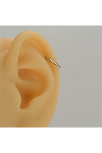 Cerrahi Çelik Silver Renk Burgu Tragus Helix Piercing Kıkırdak