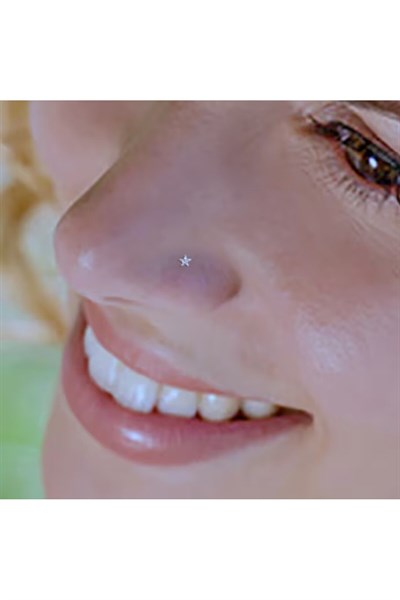 Cerrahi Çelik Silver Renk Çelik Yıldızlı Burun Piercing Yıldızlı Hızma