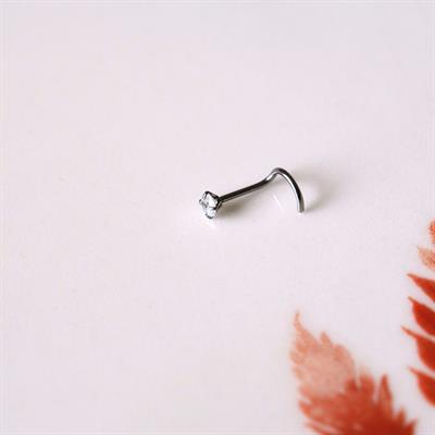 Cerrahi Çelik Silver Renk Tek Taş Burun Piercingi Nostril Screw Çelik Hızma