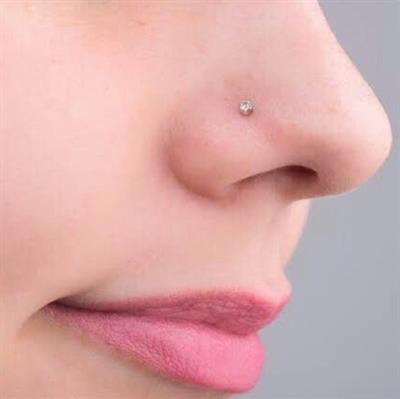Cerrahi Çelik Silver Renk Tek Taş Burun Piercingi Nostril Screw Çelik Hızma
