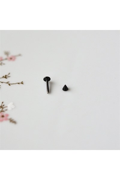 Cerrahi Çelik Sivri Uçlu Tragus Piercing Helix Kıkırdak 8 mm Siyah Renk
