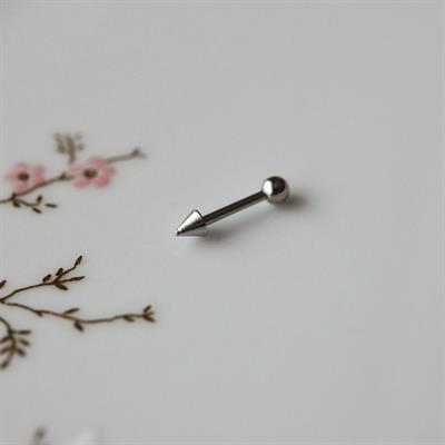 Cerrahi Çelik Sivri Uçlu Tragus Piercing Helix Kıkırdak 8 mm Gümüş Renk Arkası Toplu