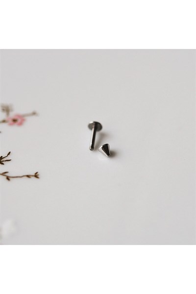 Cerrahi Çelik Sivri Uçlu Tragus Piercing Helix Kıkırdak 6 mm Gümüş Renk