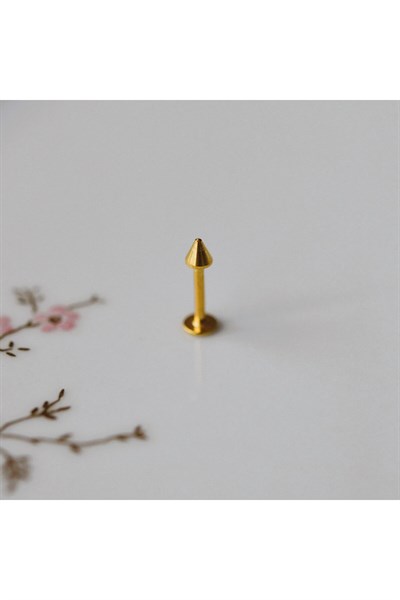 Cerrahi Çelik Sivri Uçlu Tragus Piercing Helix Kıkırdak 8 mm Gold Renk