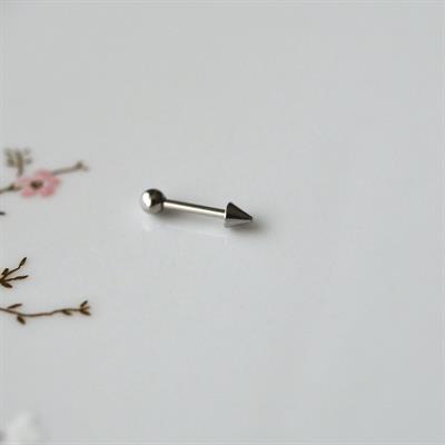 Cerrahi Çelik Sivri Uçlu Tragus Piercing Helix Kıkırdak 8 mm Gümüş Renk Arkası Toplu