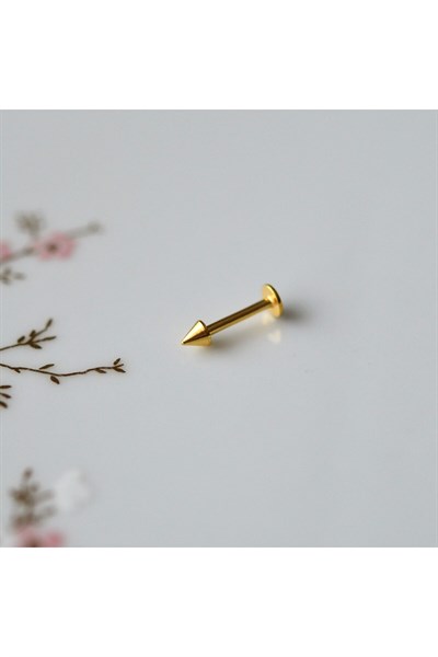 Cerrahi Çelik Sivri Uçlu Tragus Piercing Helix Kıkırdak 8 mm Gold Renk