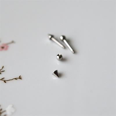 Cerrahi Çelik Sivri Uçlu Tragus Piercing Helix Kıkırdak 8 mm Gümüş Renk Arkası Toplu