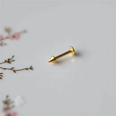 Cerrahi Çelik Sivri Uçlu Tragus Piercing Helix Kıkırdak 8 mm Gold Renk