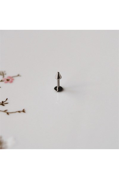 Cerrahi Çelik Sivri Uçlu Tragus Piercing Helix Kıkırdak 6 mm Gümüş Renk