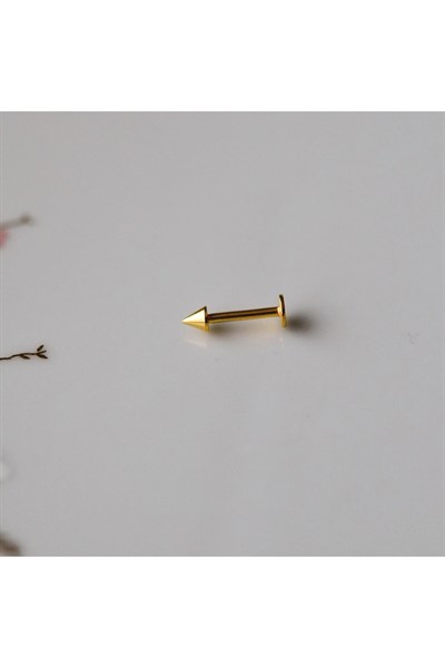 Cerrahi Çelik Sivri Uçlu Tragus Piercing Helix Kıkırdak 8 mm Gold Renk