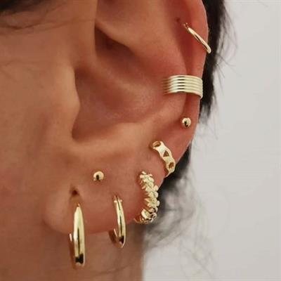 Cerrahi Çelik Top Küpe Seti Gold 3 Parça
