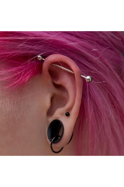 Cerrahi Çelik Top Piercing Tragus Helix Lob Conch Kııkırdak 6 mm Siyah Renk