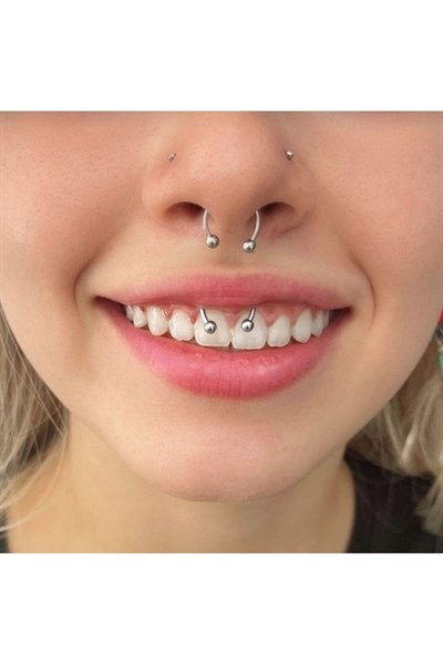 Cerrahi Çelik Ucu Toplu Burun Piercingi 8 Mm Silver Renk