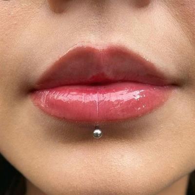 Cerrahi Çelik Ucu Toplu Dil Dudak Piercingi 8 mm Gümüş Renk