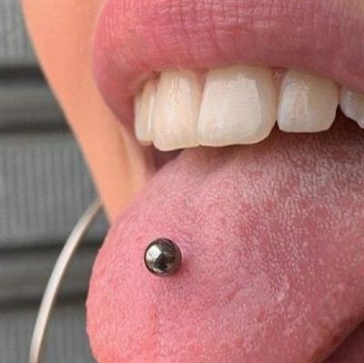 Cerrahi Çelik Ucu Toplu Dil Dudak Piercingi 8 mm Gümüş Renk