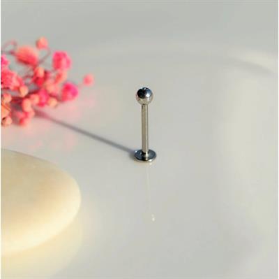 Cerrahi Çelik Ucu Toplu Dil Dudak Piercingi 8 mm Gümüş Renk