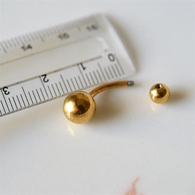 Cerrahi Çelik Ucu Toplu Göbek Piercingi Gold Renkli