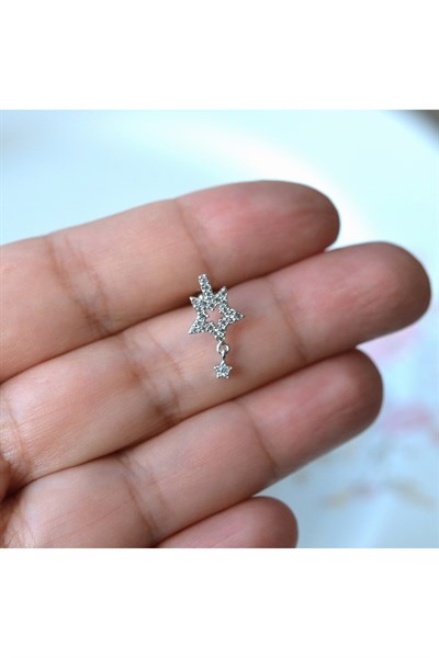 Cerrahi Çelik Yıldız Helix Piercing Kıkırdak Gümüş Renk