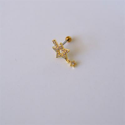 Cerrahi Çelik Yıldız Helix Piercing Kıkırdak Gold Renk