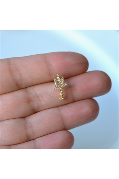 Cerrahi Çelik Yıldız Helix Piercing Kıkırdak Gold Renk