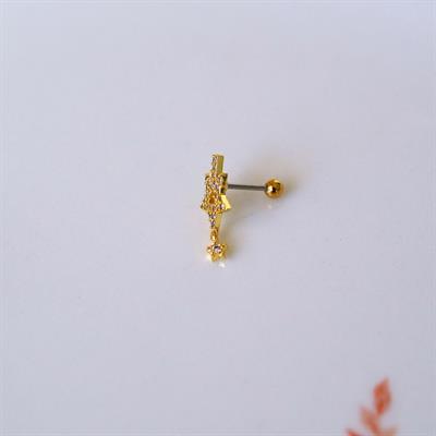 Cerrahi Çelik Yıldız Helix Piercing Kıkırdak Gold Renk