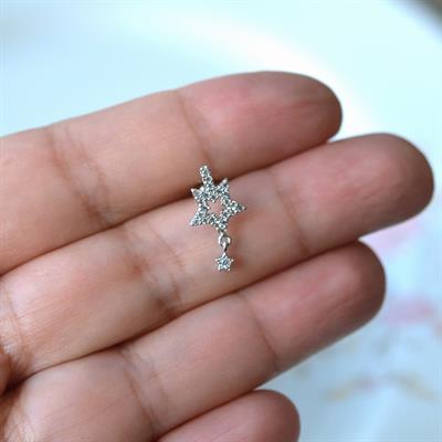 Cerrahi Çelik Yıldız Helix Piercing Kıkırdak Gümüş Renk