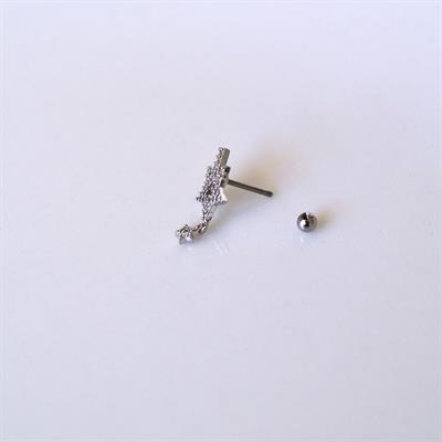 Cerrahi Çelik Yıldız Helix Piercing Kıkırdak Gümüş Renk