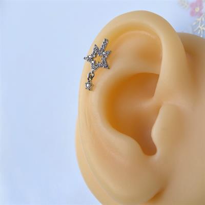 Cerrahi Çelik Yıldız Helix Piercing Kıkırdak Gümüş Renk