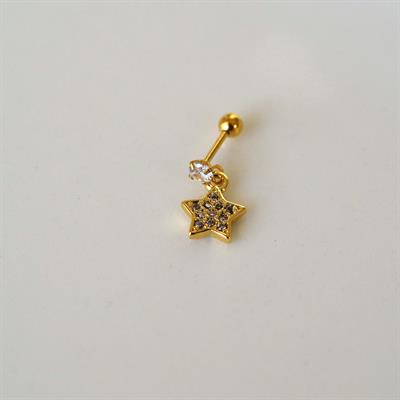 Cerrahi Çelik Yıldız Sallantılı Piercing Helix Kıkırdak Gold Renk