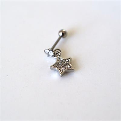 Cerrahi Çelik Yıldız Sallantılı Piercing Helix Kıkırdak Silver Renk