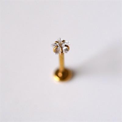Cerrahi Çelik Yıldız Taşlı Piercing Tragus Helix Kıkırdak Conch 8 mm Gold Renk