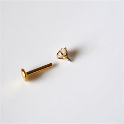 Cerrahi Çelik Yıldız Taşlı Piercing Tragus Helix Kıkırdak Conch 8 mm Gold Renk