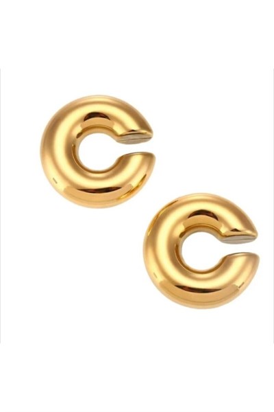 Chunky Earcuff Büyük Bombeli Earcuff Gold Renk