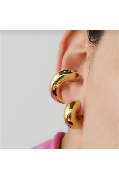 Chunky Earcuff Büyük Bombeli Earcuff Gold Renk