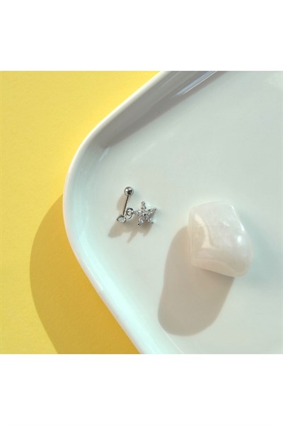 Çiçek Sallantılı Piercing Helix Kıkırdak Silver Renk
